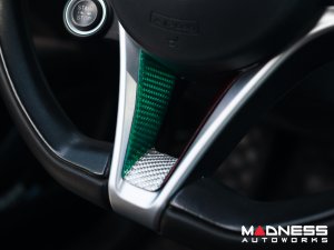 Alfa Romeo Stelvio Steering Wheel Trim - Carbon Fiber - Lower Trim Piece - Pre '20 - Italian Theme - Feroce Carbon Alfa Romeo Stelvio Steering Wheel Trim - Carbon Fiber - Lower Trim Piece - Pre '20 - Italian Theme - Feroce Carbon